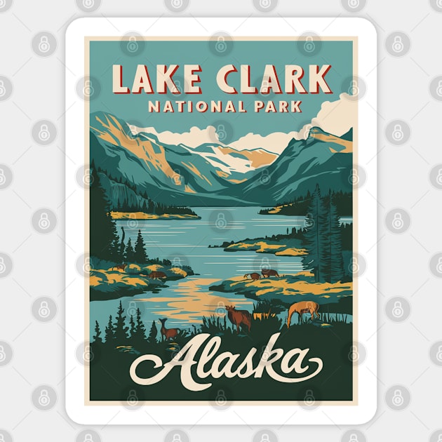 Vintage Lake Clark National Park, Alaska Sticker by Perspektiva